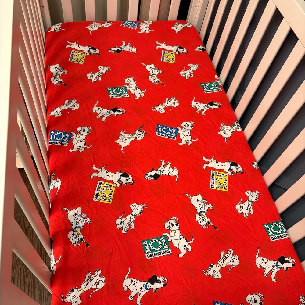 Vintage Y2K Disney Red 101 Dalmatian Crib Sheet/toddler bed sheet